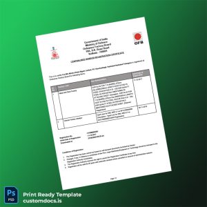 custom India Ordnance Factory Board Registration Certificate Template - Word & PDF File Preview - CustomDocs