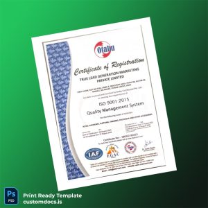 custom India Otabu Certification Pvt Ltd Registration Certificate Template - Word & PDF File Preview - CustomDocs