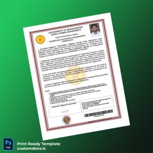 custom India Public Works Division Unemployed Engineer s Registration Certificate Template - Word & PDF File Preview - CustomDocs