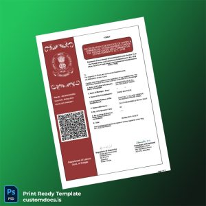 custom India Punjab Business Registration Certificate Template - Word & PDF File Preview - CustomDocs