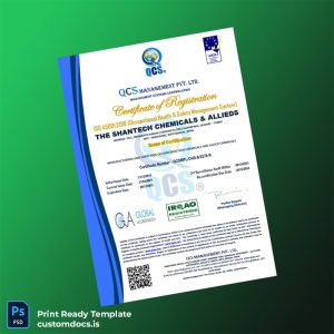 custom India QCS Management Pvt Ltd Certificate of Registration Template - Word & PDF File Preview - CustomDocs
