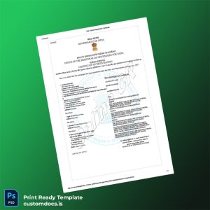 customizable India Registrar of Newspapers for India Registration Certificate Template - Word & PDF File Preview