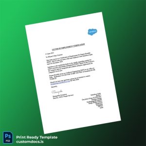 custom India Salesforce Employment Verification Letter Template - Word & PDF File Preview - CustomDocs