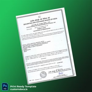 custom India Securities and Exchange Board of India Certificate of Registration Template - Word & PDF File Preview - CustomDocs