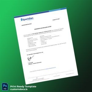 custom India Speridian Technologies Pvt Ltd Relieving Letter Template - Word & PDF File Preview - CustomDocs
