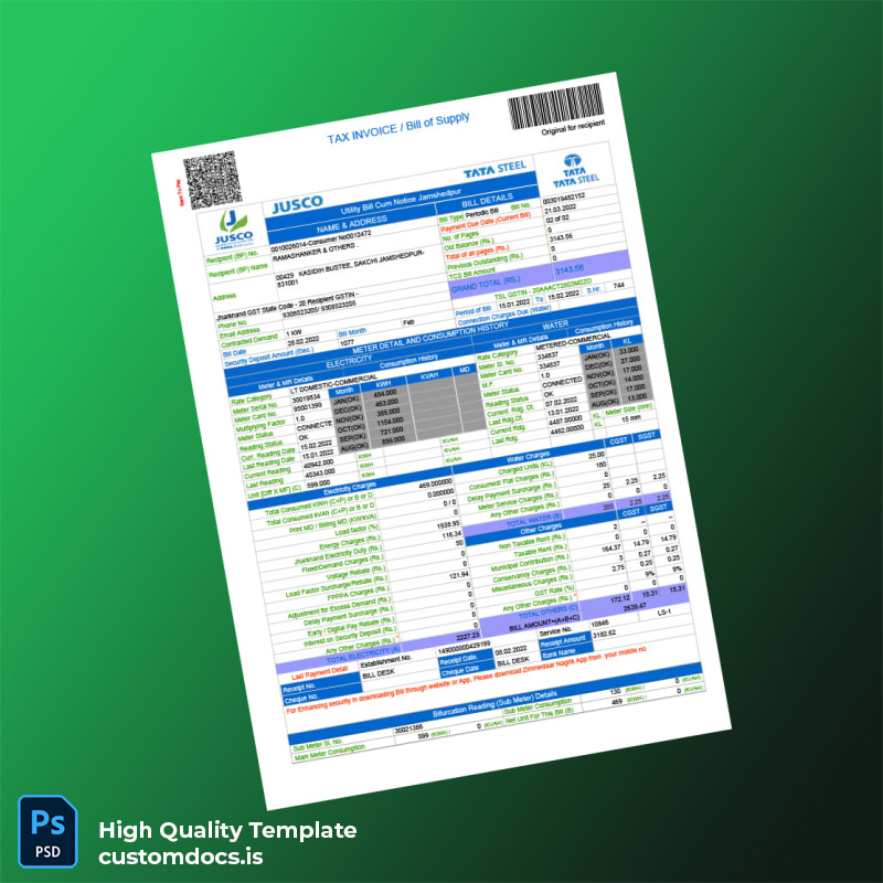 India Tata Power Editable Utility Bill Template in Word and PDF formats page 2
