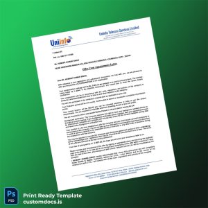 custom India Uniinfo Telecom Services Ltd Employment Verification Letter Template - Word & PDF File Preview - CustomDocs