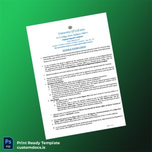 custom India University of Calcutta Migration Certificate Template - Word & PDF File Preview - CustomDocs