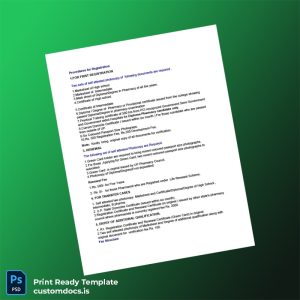 custom India Uttar Pradesh Pharmacy Registration Certificate Template - Word & PDF File Preview - CustomDocs