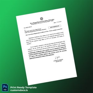 custom India West Bengal Board of Secondary Education Correction of Registration Certificate Template - Word & PDF File Preview - CustomDocs