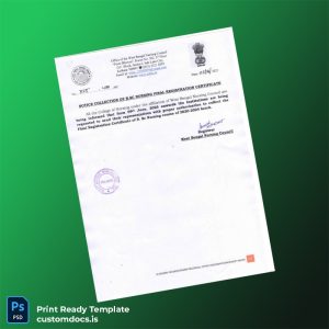 custom India West Bengal Nursing Council Registration Certificate Template - Word & PDF File Preview - CustomDocs