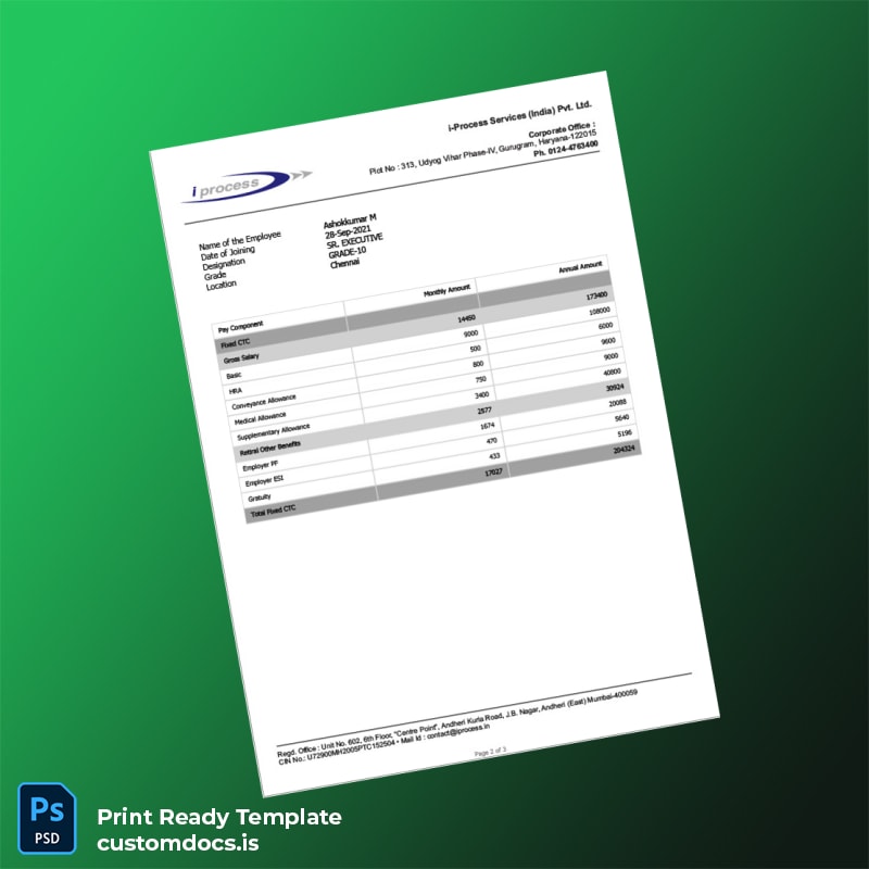 Custom India i-Process Services Employment Verification Letter Template in Word and PDF formats page 2 File Preview - CustomDocs