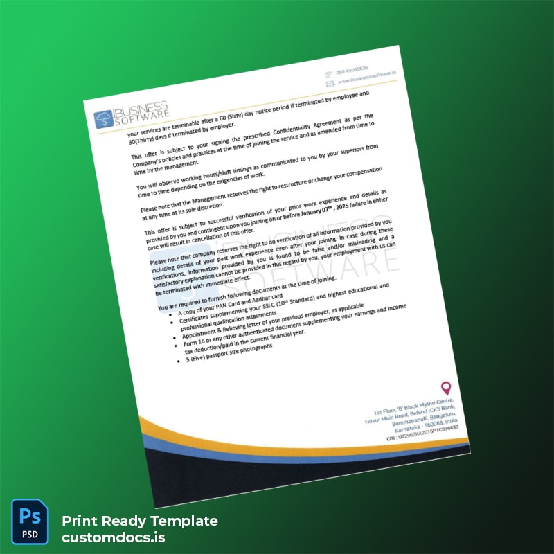 Custom India iBusiness Software Employment Verification Letter Template in Word and PDF formats page 2 File Preview - CustomDocs