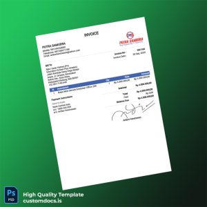 Indonesia Bank Central Asia Editable Invoice Template in Word and PDF formats