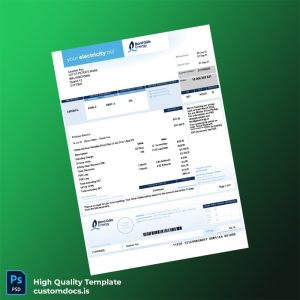 Ireland Bord G Is Energy Editable Electricity Bill Template in Word and PDF formats