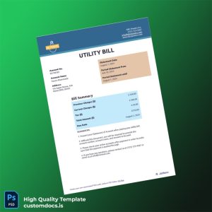 Italy Editable Utility Bill Template in Word and PDF formats