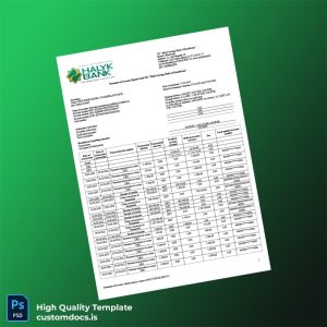 Kazakhstan Halyk Savings Bank Account Statement Template in Word and PDF formats