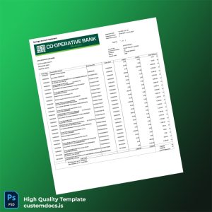 Kenya Co-op Bank Savings Account Statement Template in Word and PDF formats