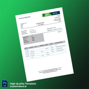 Kenya KCB Bank Account Statement Template in Word and PDF formats