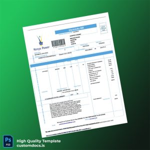 Kenya Kenya Power Editable Electricity Bill Template in Word and PDF formats