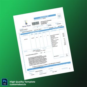 Kenya Kenya Power Lighting Company Limited Editable Utility Bill Template in Word and PDF formats
