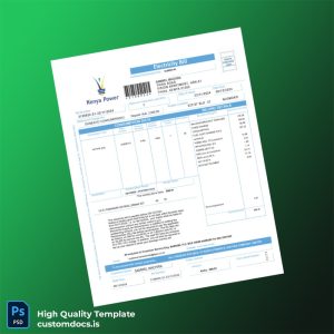 Kenya Kenya Power Lighting Company Limited Editable Utility Bill Template in Word and PDF formats
