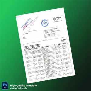 Kenya National Bank Account Statement Template in Word and PDF formats