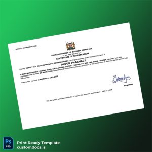 custom Kenya Registrar Business Registration Certificate Template - Word & PDF File Preview - CustomDocs