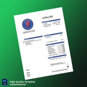 Libya General Electricity Company Editable Electricity Bill Template in Word and PDF formats