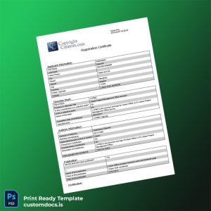 custom Libyan Arab Jamahiriya Copyright Registration Certificate Template - Word & PDF File Preview - CustomDocs