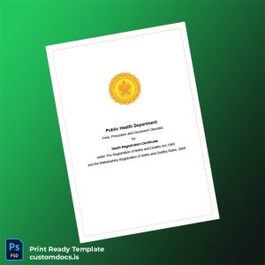 custom Maharashtra Public Health Department Death Registration Certificate Template - Word & PDF File Preview - CustomDocs