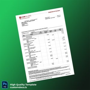 Malaysia Bank Islam Bank Statement Template in Word and PDF formats