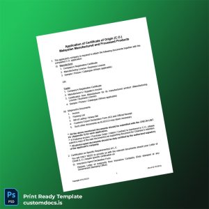 custom Malaysia Chinese Chamber of Commerce and Industry Certificate of Origin Template - Word & PDF File Preview - CustomDocs