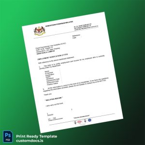 custom Malaysia Kementerian Pendidikan Employment Verification Letter Template - Word & PDF File Preview - CustomDocs