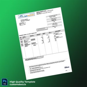 Malaysia Meamulat Bank Statement Template in Word and PDF formats