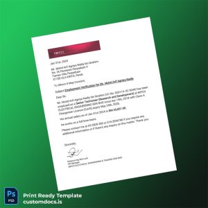 custom Malaysia NIPCO ELECTRICAL ENGINEERING SDN BHD Employment Verification Letter Template - Word & PDF File Preview - CustomDocs