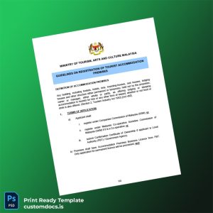 custom Malaysia Tourism Ministry Registration Certificate Template - Word & PDF File Preview - CustomDocs