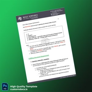 Malaysia Wolf Ventures Editable Amazon Seller Account Instructions Template in Word and PDF formats