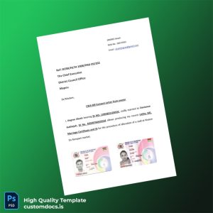 Mauritius District Council Office Mapou Editable CWA Bill Consent Letter Template in Word and PDF formats