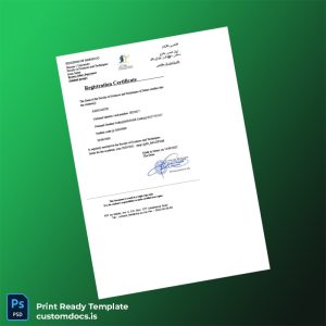 custom Morocco Faculty of Sciences and Techniques Registration Certificate Template - Word & PDF File Preview - CustomDocs