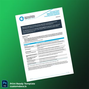 custom New Zealand Electrical Registration Application Template - Word & PDF File Preview - CustomDocs
