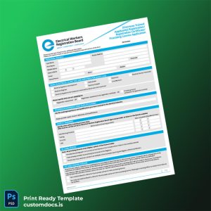 custom New Zealand Electrical Workers Registration Board Practising Licence Application Template - Word & PDF File Preview - CustomDocs