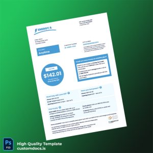 New Zealand EnergyA Editable Electricity Bill Template in Word and PDF formats