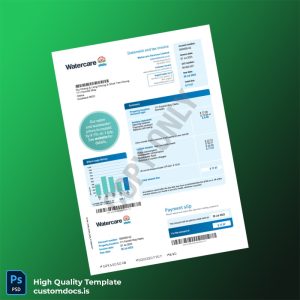 New Zealand Watercare Services Editable Water Bill Template in Word and PDF formats