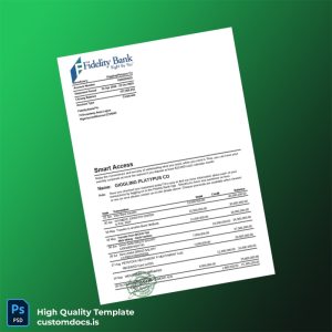 Nigeria Fidelity Bank Statement Template in Word and PDF formats