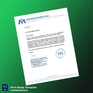 custom Nigeria International Medical Corps Employment Verification Letter Template - Word & PDF File Preview - CustomDocs