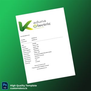 Nigeria Kaduna Electric Editable Utility Bill Template in Word and PDF formats