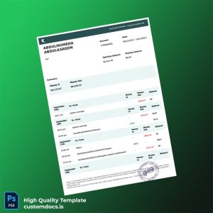 Nigeria Raven Bank Statement Template in Word and PDF formats