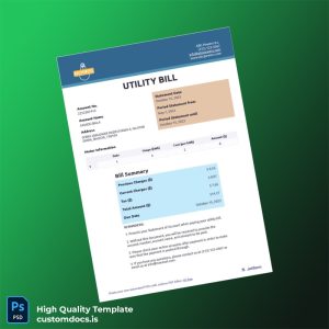 Nigeria Utility Company Editable Utility Bill Template in Word and PDF formats