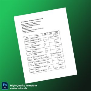 Oman Bank Dhofar Editable Bank Statement Template in Word and PDF formats